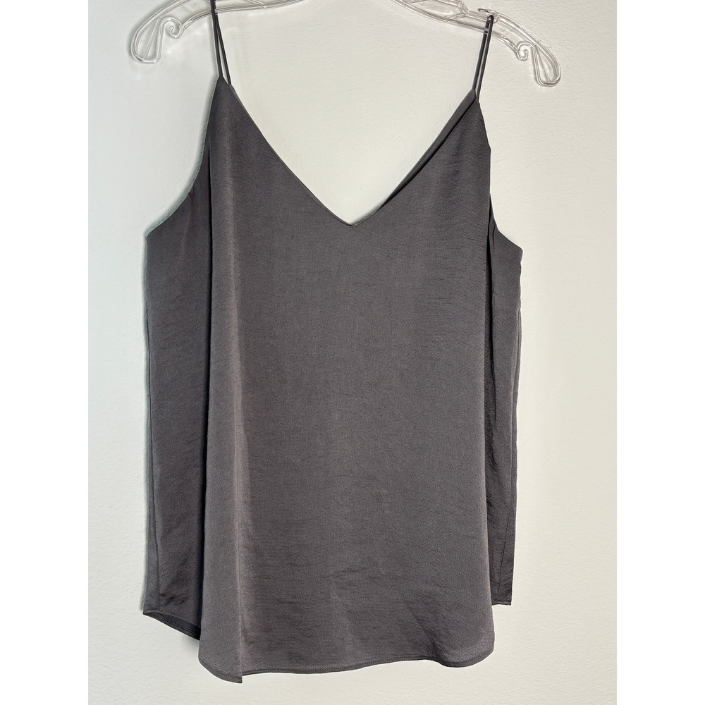 Express Womens Gray Satin V-Neck Spaghetti Strap Camisole Cami Tank Top Size M
